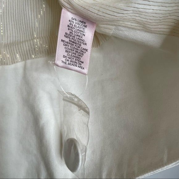 Rebecca Taylor | White Button Down Embellished Collar Linen Blend Jacket - Picture 9 of 12